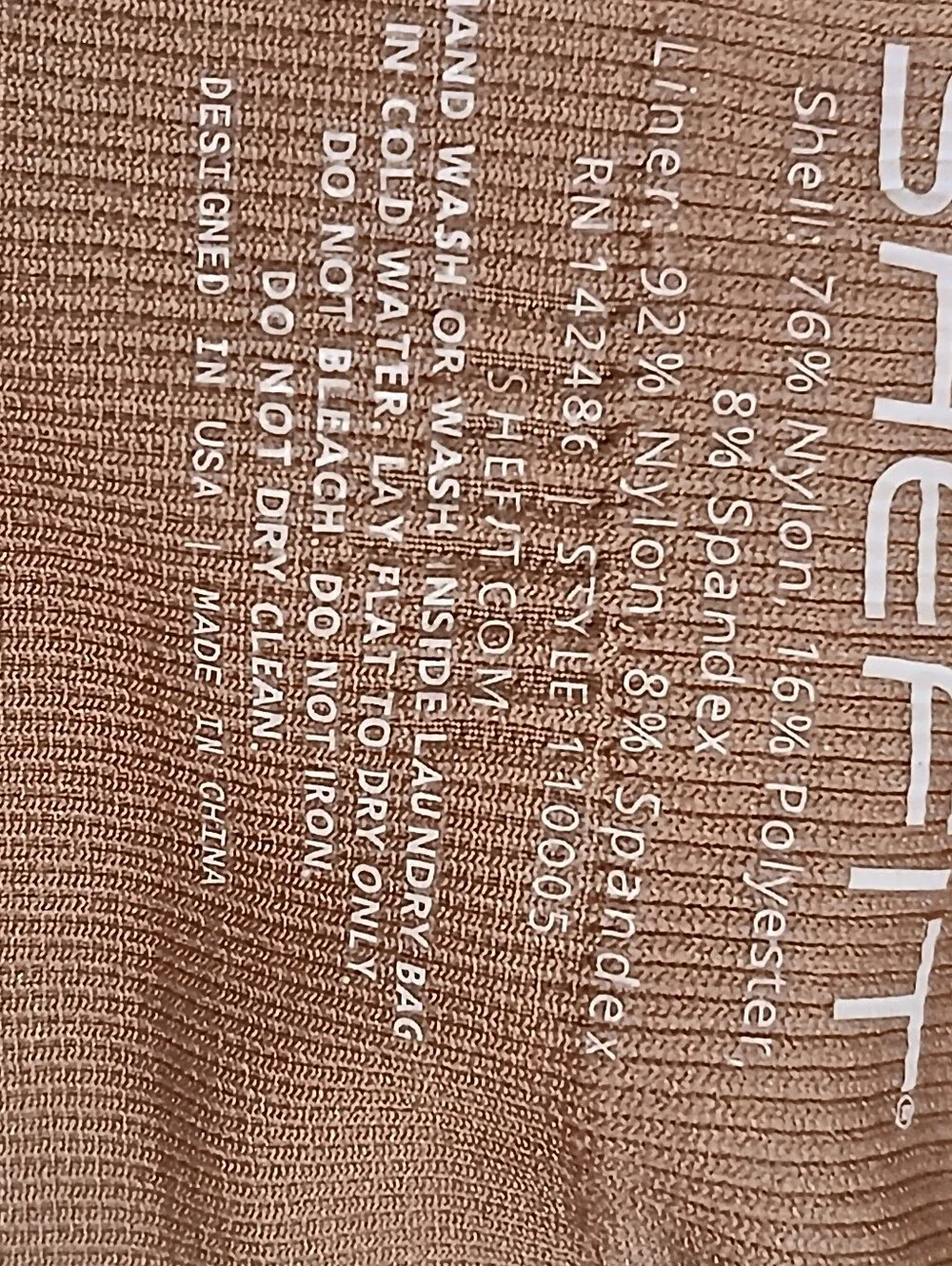 Shefit Womens Tan Sports Bra. Size 5 Luxe. Front Zip